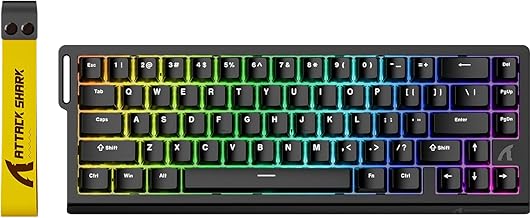 ATTACK SHARK X68 HE 8000Hz Rapid Trigger Keyboard, 0.01mm RT Accuracy Wired Gaming Keyboard with Magnetic Switch, Adjustable Actuation, Rapid Trigger, Snap Tap, RGB Lighting for PC/Mac, Black