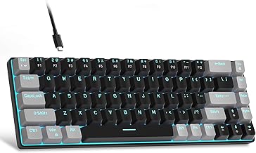 MageGee Portable 60% Mechanical Gaming Keyboard, LED Blue Backlit Compact 68 Keys Mini Wired Office Keyboard with Red Switch for Windows Laptop PC Mac - Black/Grey