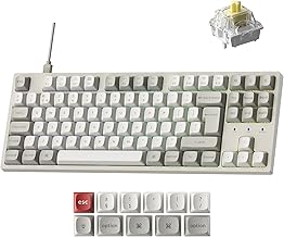 Keychron C1 Pro 8000Hz Wired Mechanical Keyboard, TKL Layout QMK Launcher with Hot-Swappable Super Banana Switch, Non-Shine-Through PBT Keycaps Compatible for Mac Windows Linux, Retro UK Layout
