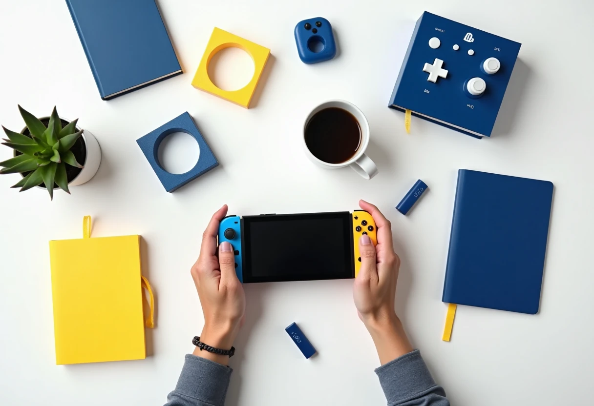 Family gaming session with handheld games